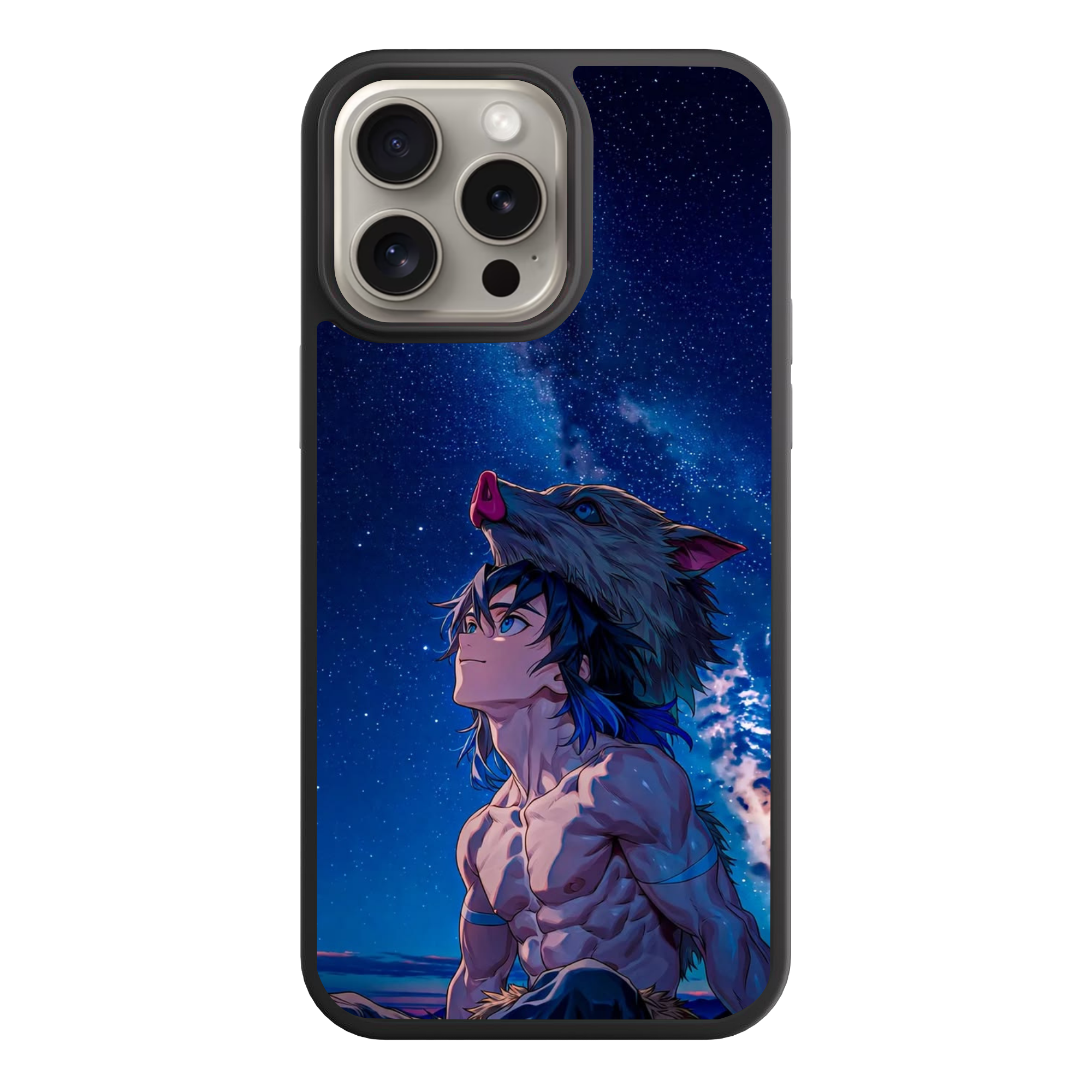 Demon Slayer Inosuke Phone Case For iPhone Samsung Galaxy Pixel - Inosuke Hashibira Stargazing Under The Milky Way Night Sky Art