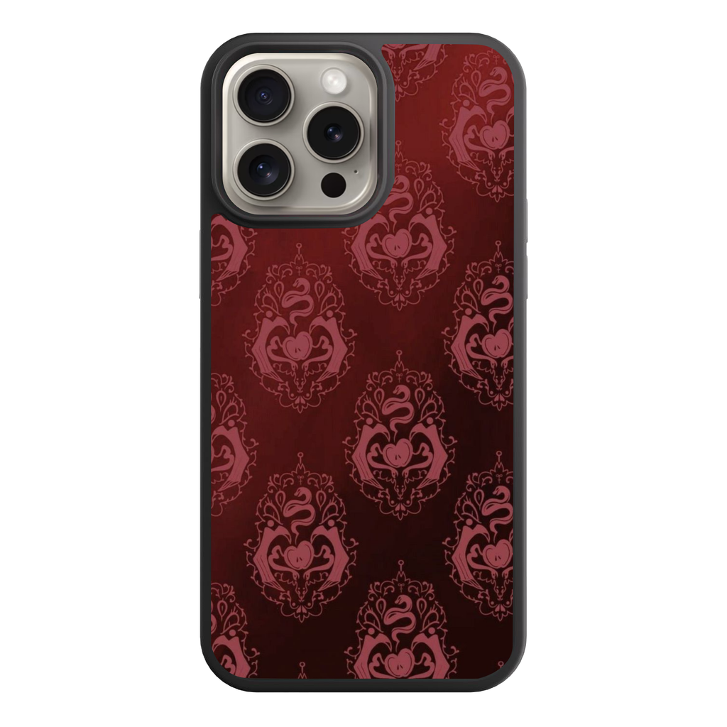 Hazbin Hotel Lucifer Phone Case For iPhone Samsung Galaxy Pixel - Lucifer Morningstar Royal Crest Pattern On Red Background