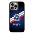 NHL New York Rangers Phone Case For iPhone Samsung Galaxy Pixel - New York Rangers Lady Liberty Logo And Diagonal Stripes On Textured Blue Background