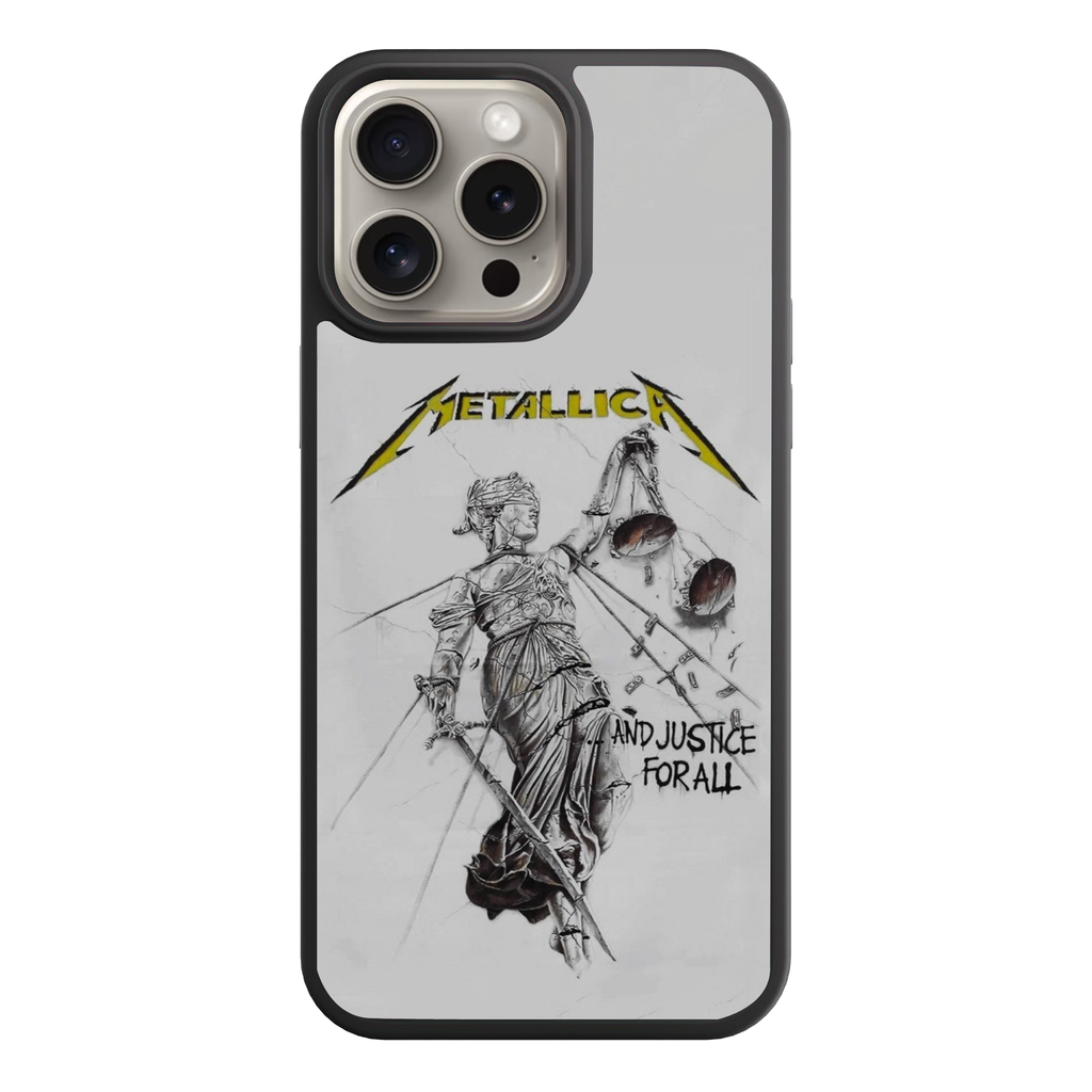 Metallica Phone Case For iPhone Samsung Galaxy Pixel - Metallica And Justice For All Album Art On Gray Background