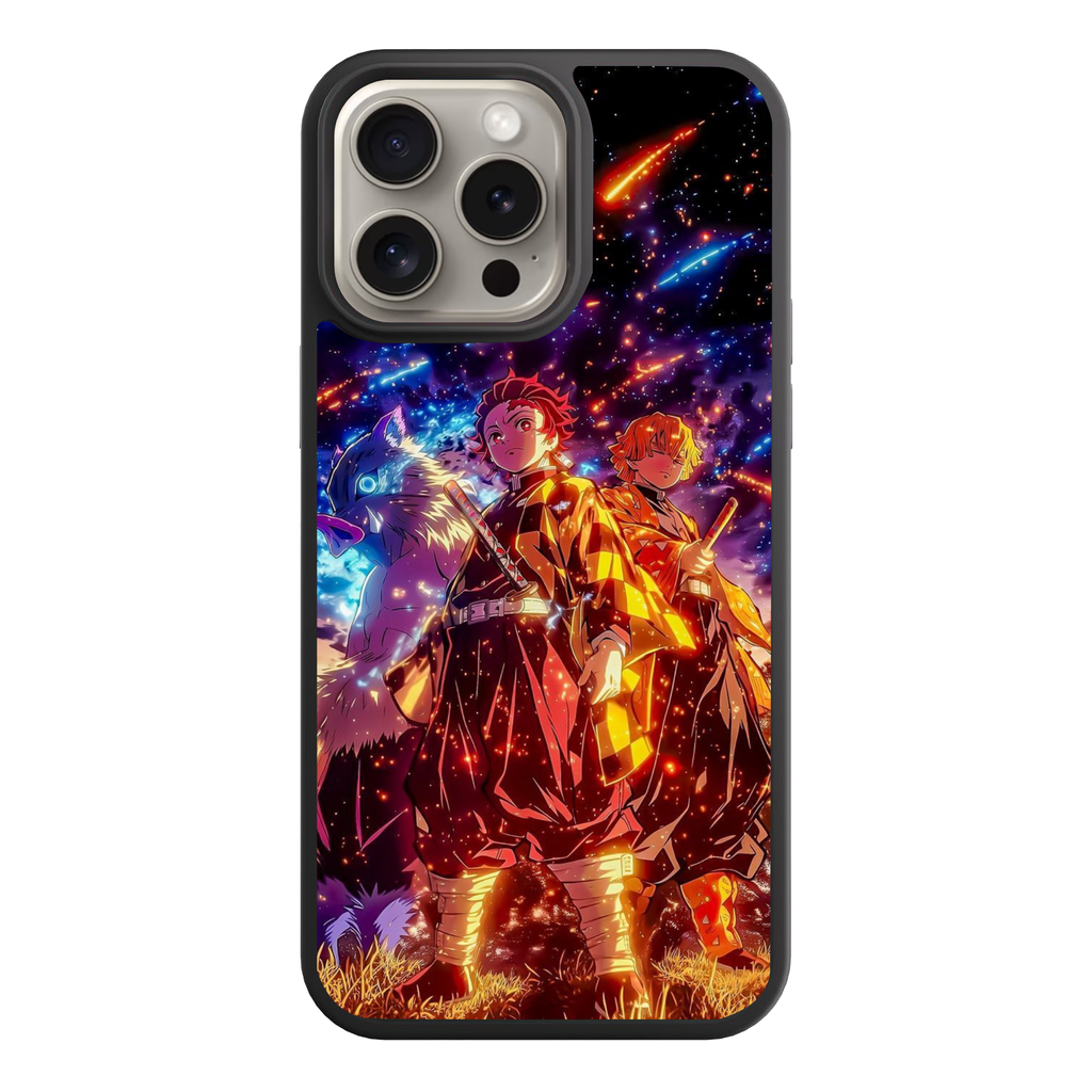 Demon Slayer Phone Case For iPhone Samsung Galaxy Pixel - The Demon Slayer Trio Under A Meteor Shower Art