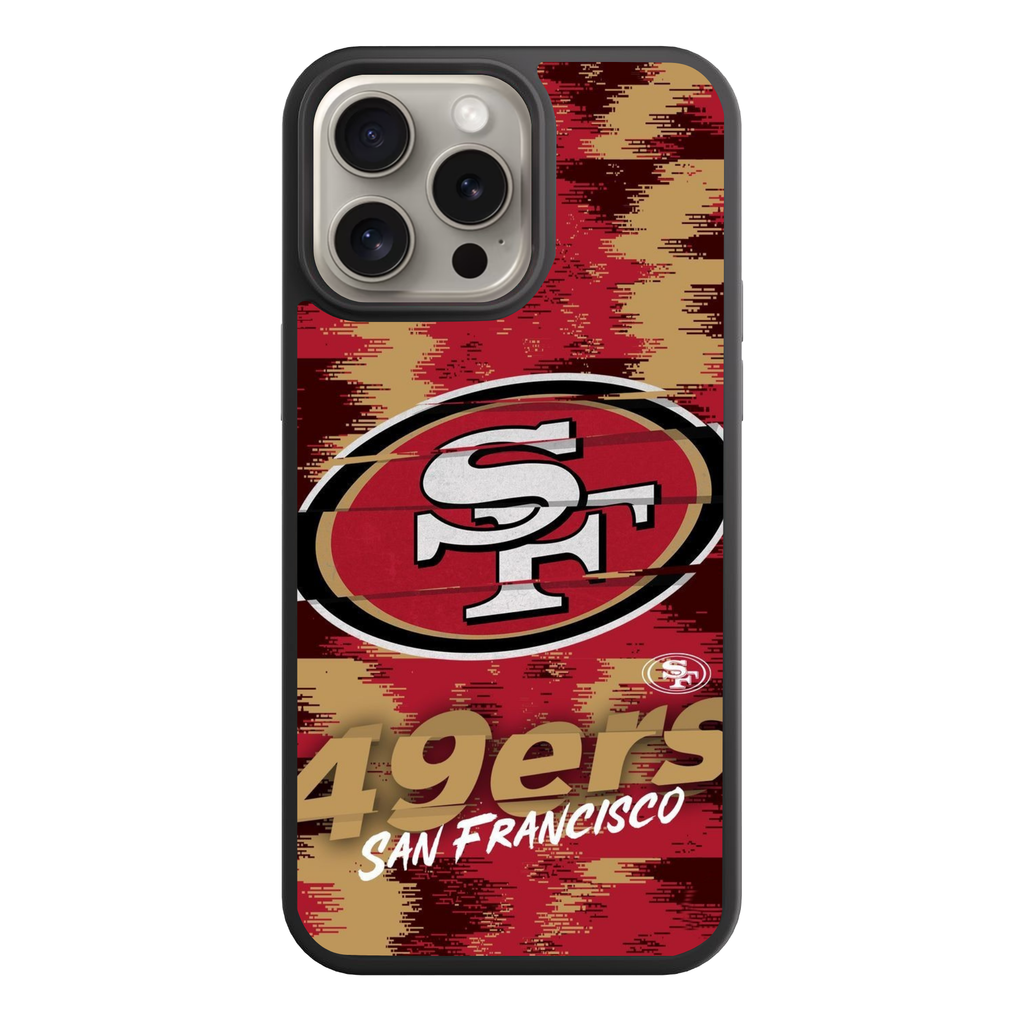 NFL San Francisco 49ers Phone Case For iPhone Samsung Galaxy Pixel - San Francisco 49ers Logo And Wordmark On Pixelated Textured Background