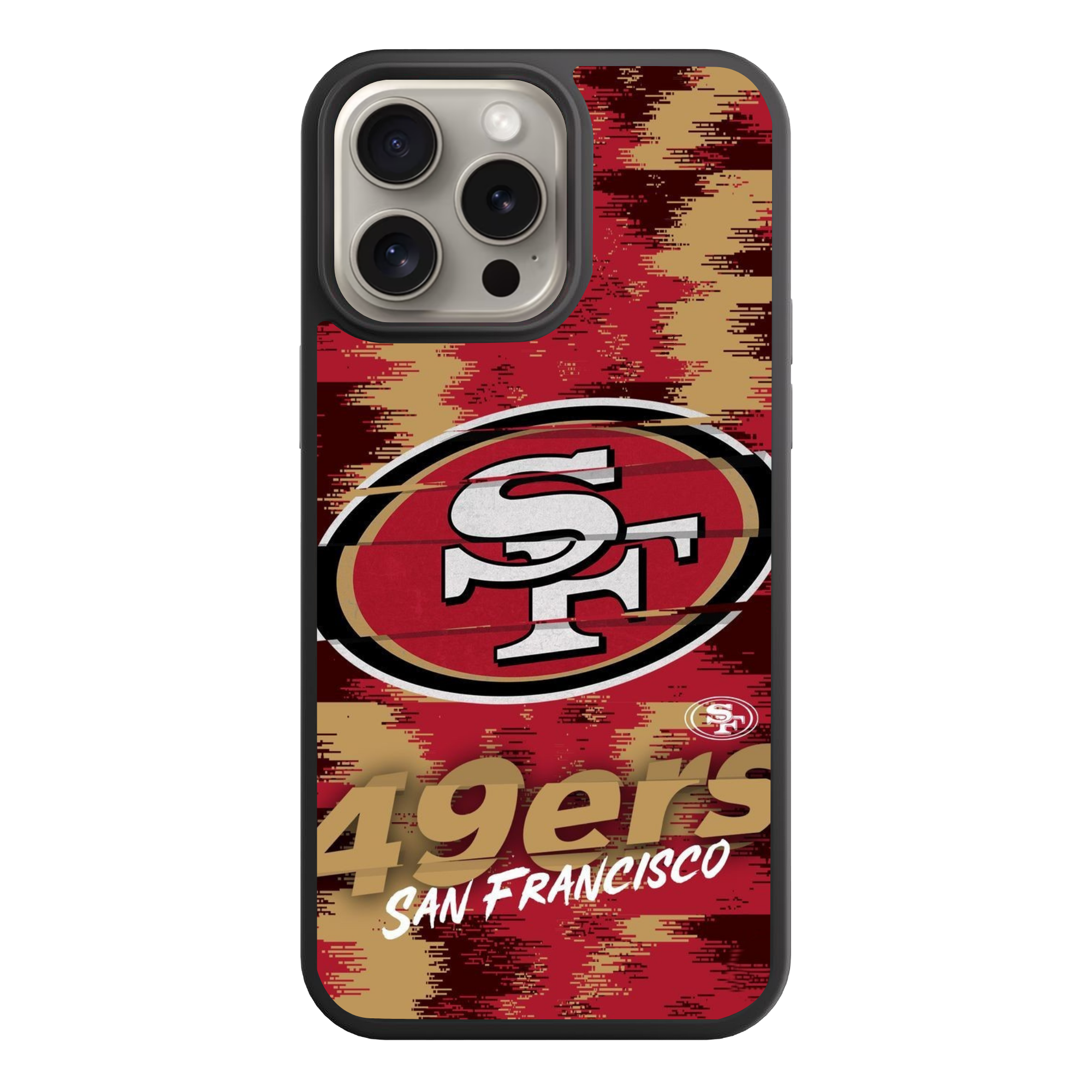 NFL San Francisco 49ers Phone Case For iPhone Samsung Galaxy Pixel - San Francisco 49ers Logo And Wordmark On Pixelated Textured Background