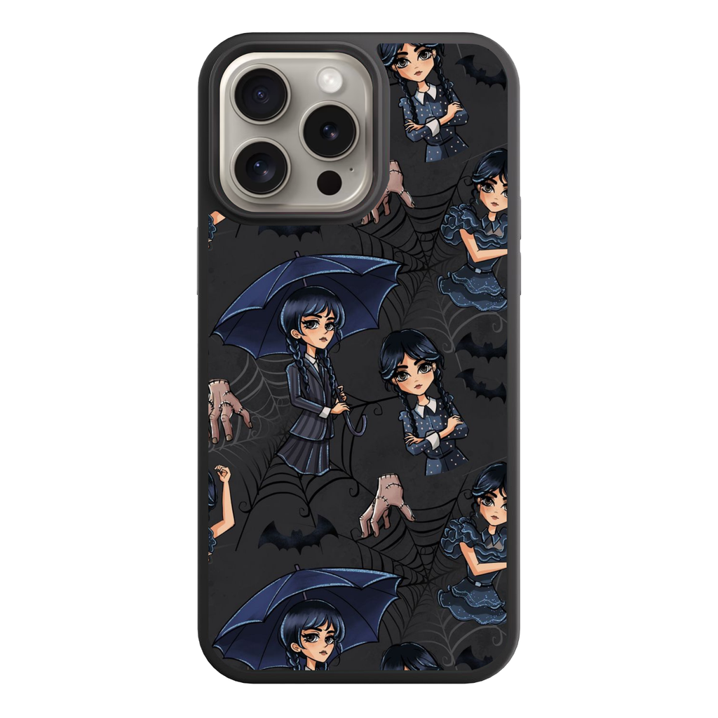 Wednesday Phone Case For iPhone Samsung Galaxy Pixel - Wednesday And Thing Illustration Pattern Background