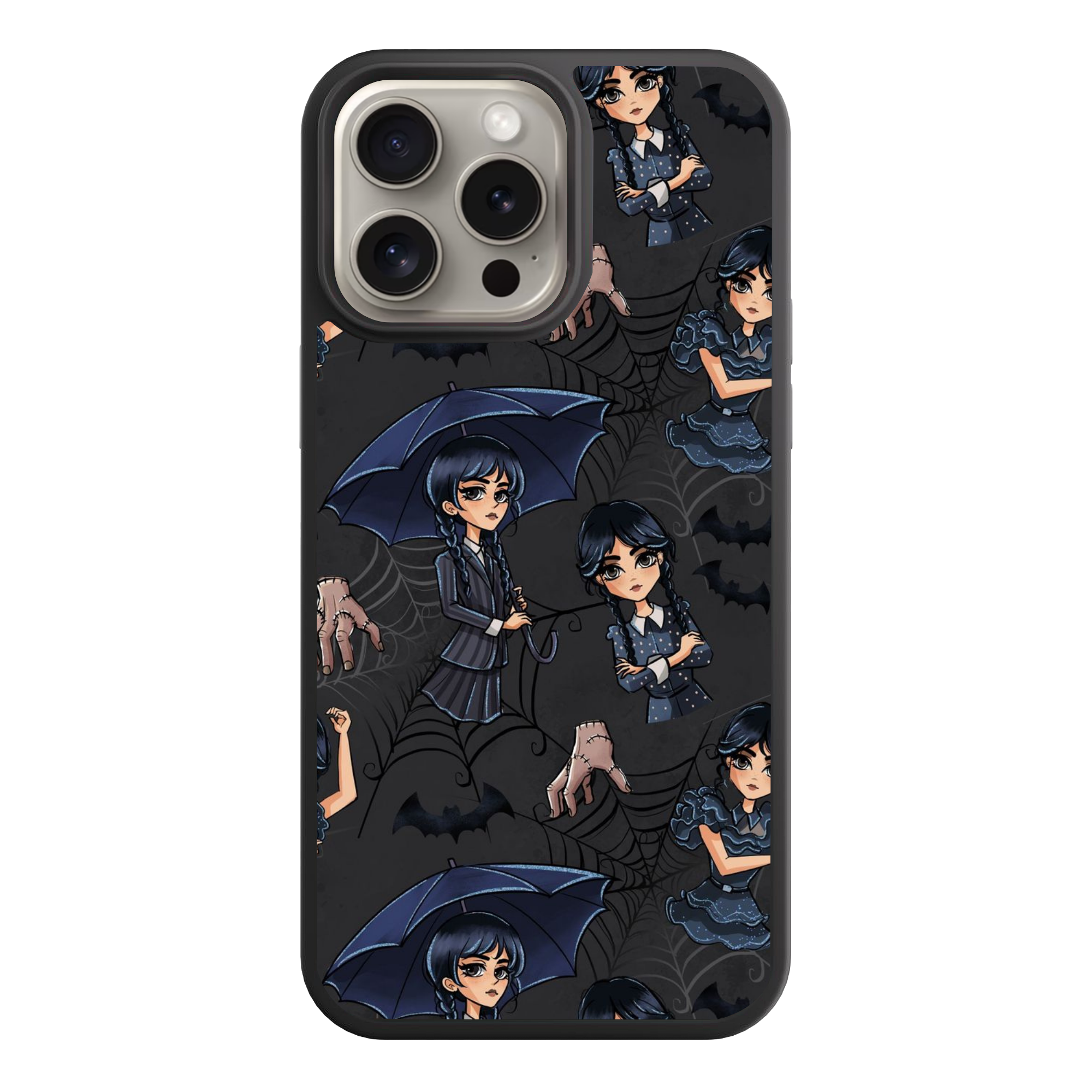 Wednesday Phone Case For iPhone Samsung Galaxy Pixel - Wednesday And Thing Illustration Pattern Background