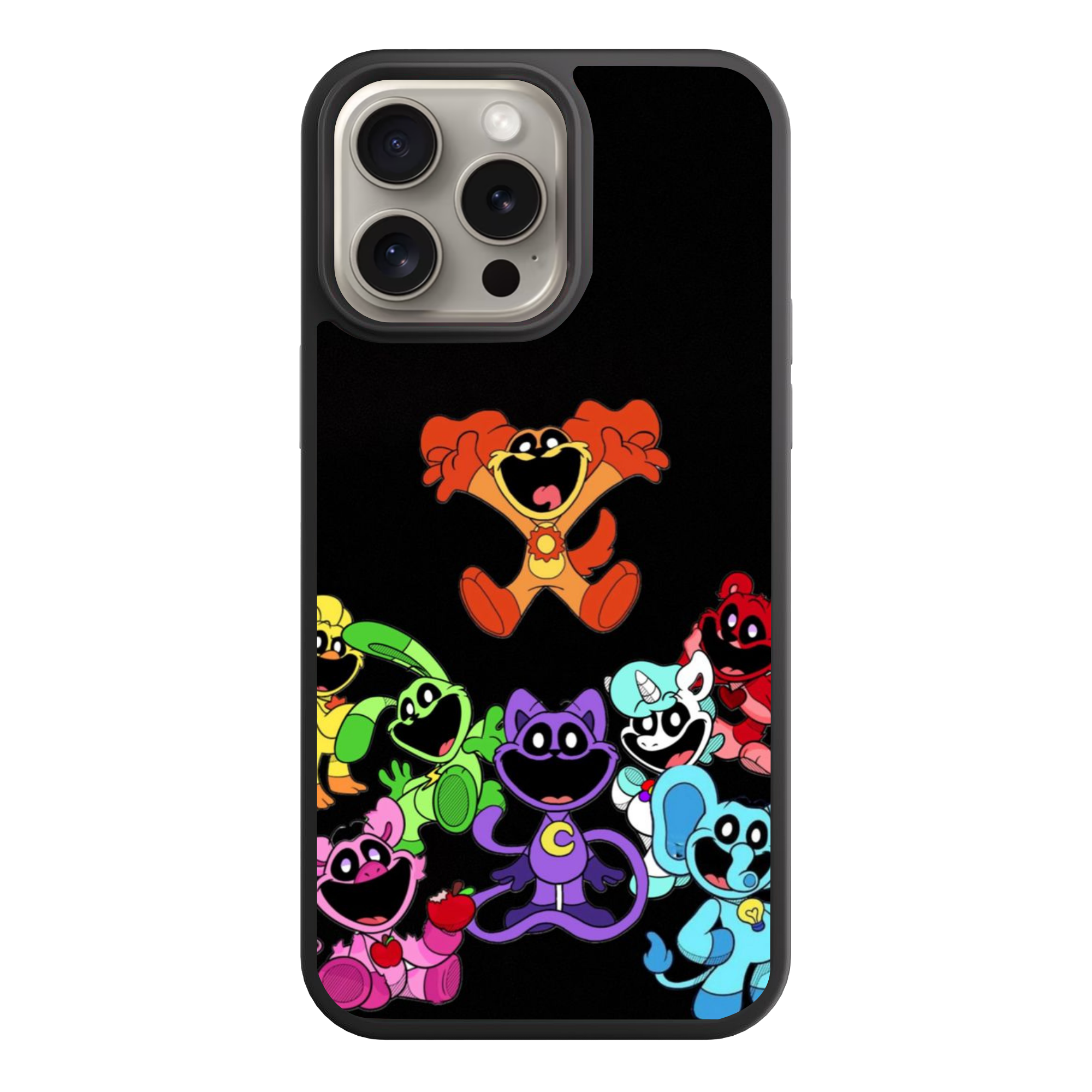 Poppy Playtime Phone Case For iPhone Samsung Galaxy Pixel - Smiling Critters On Black Background