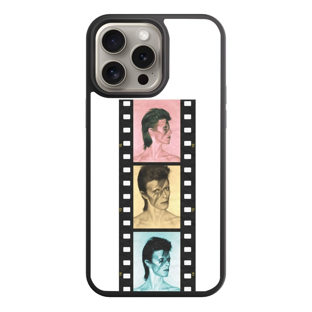 David Bowie Phone Case For iPhone Samsung Galaxy Pixel - David Bowie Aladdin Sane Film Strip On White Background