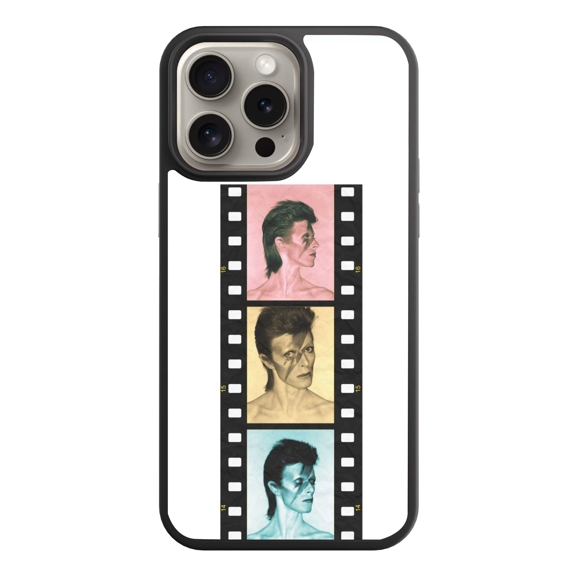 David Bowie Phone Case For iPhone Samsung Galaxy Pixel - David Bowie Aladdin Sane Film Strip On White Background