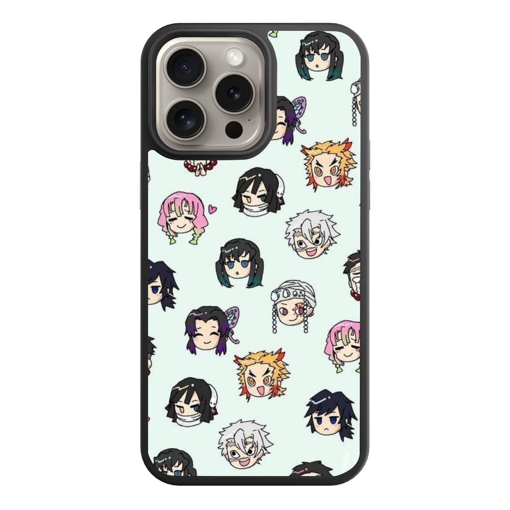 Demon Slayer Phone Case For iPhone Samsung Galaxy Pixel - Demon Slayer Hashira Chibi Pattern On Light Teal Background