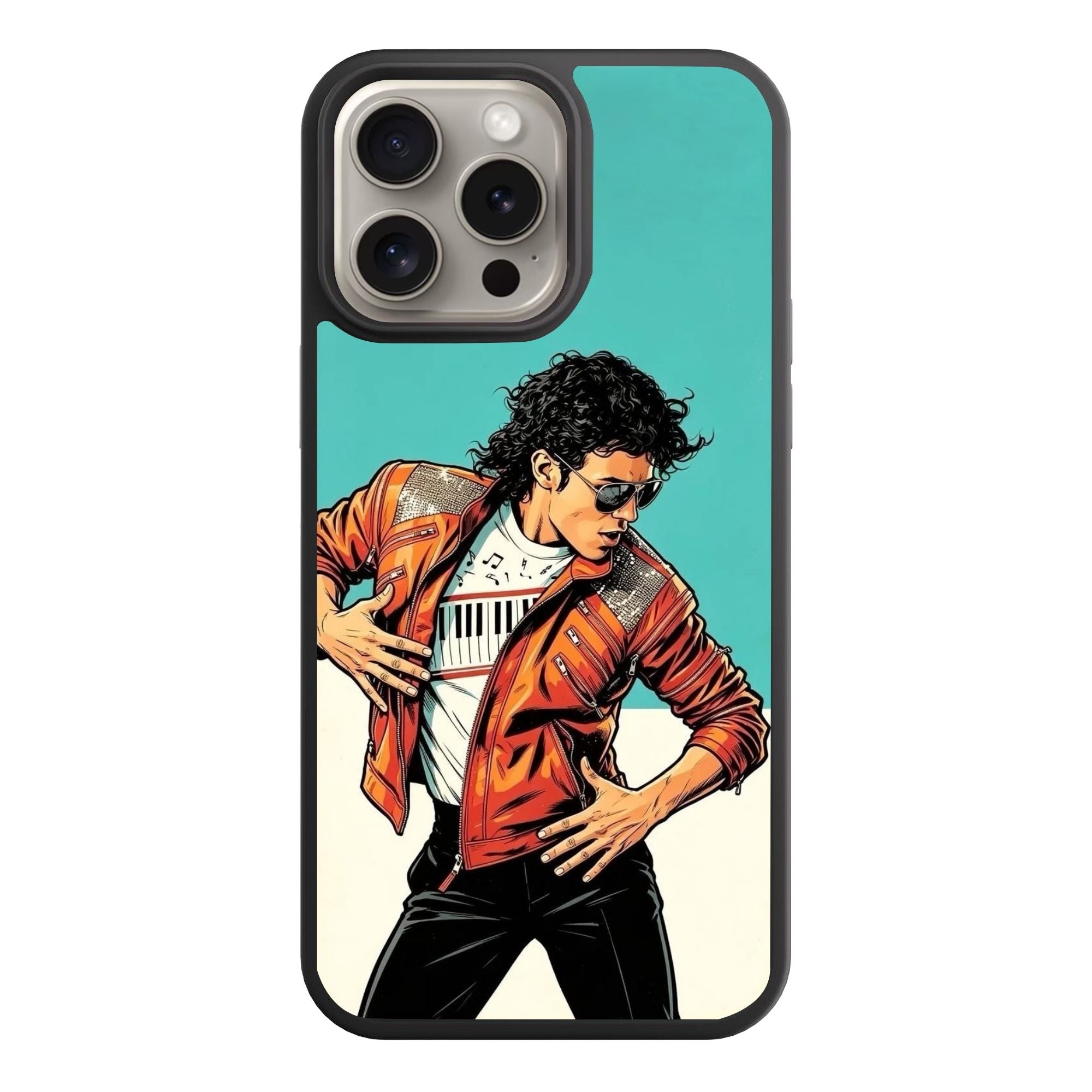 Michael Jackson Phone Case For iPhone Samsung Galaxy Pixel - Michael Jackson Dancing Comic Art In Cyan And White Background