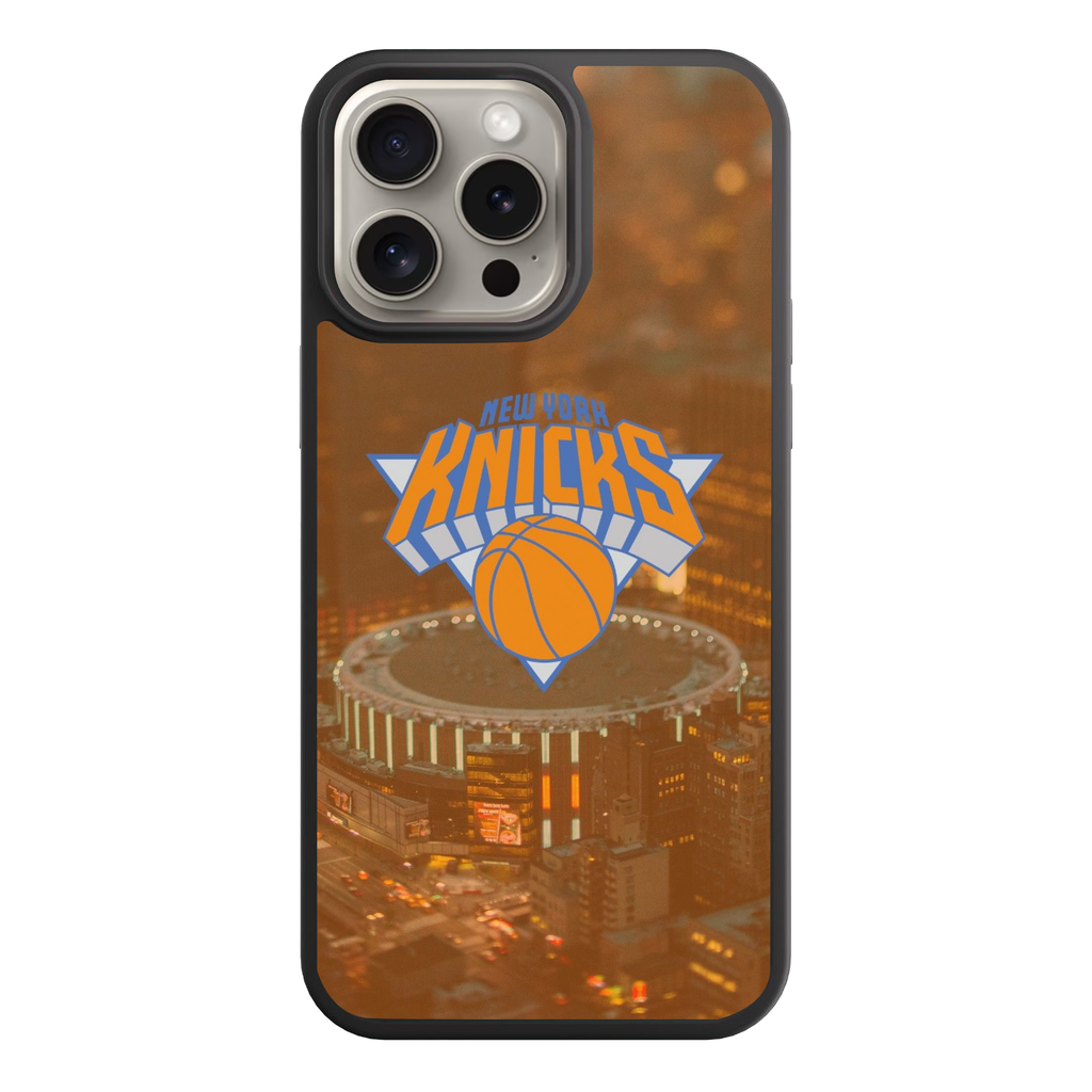 NBA New York Knicks Phone Case For iPhone Samsung Galaxy Pixel - New York Knicks Logo Over Madison Square Garden Background