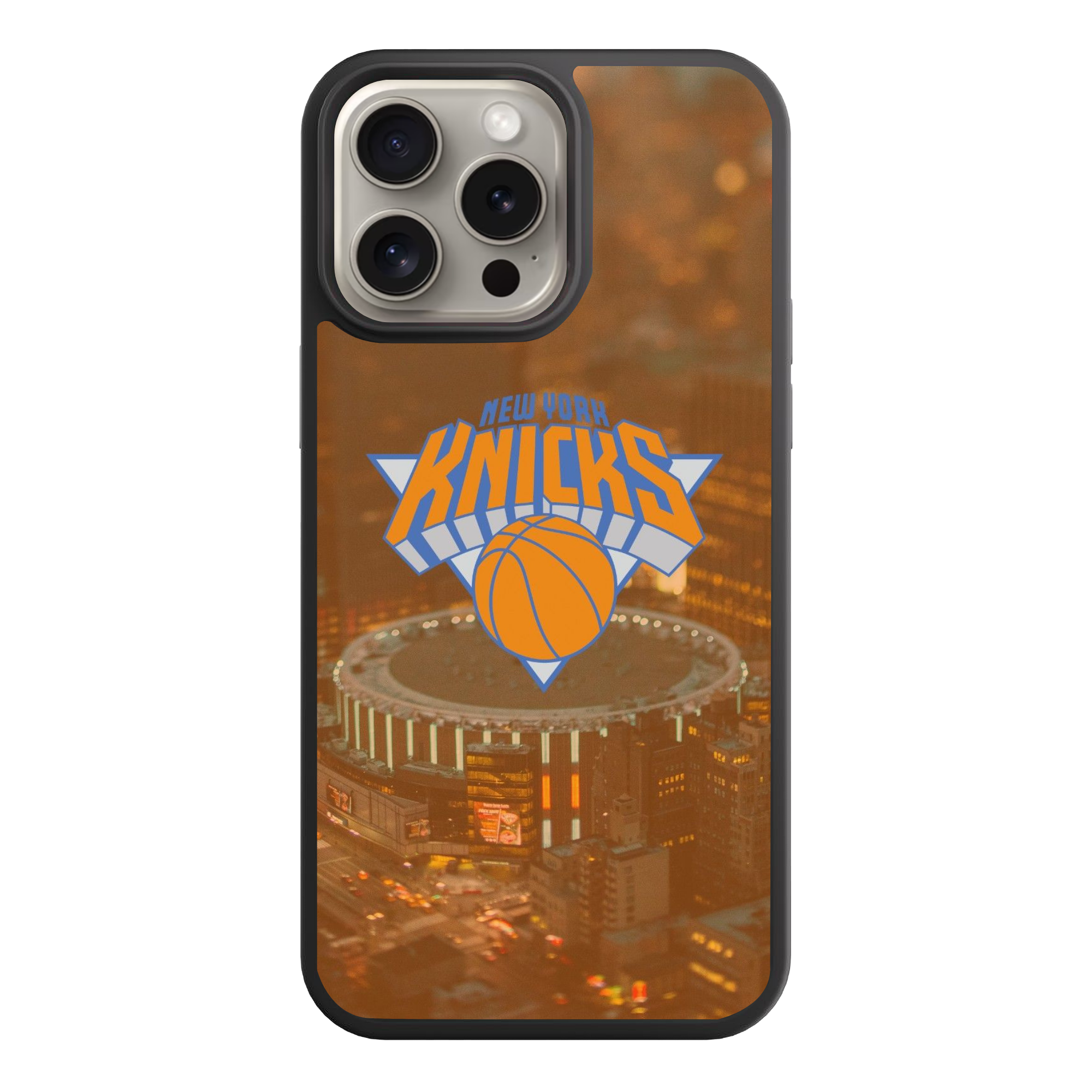 NBA New York Knicks Phone Case For iPhone Samsung Galaxy Pixel - New York Knicks Logo Over Madison Square Garden Background