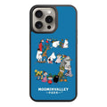 Moomins Phone Case For iPhone Samsung Galaxy Pixel - Moomin Characters In Number Five Shape With Moominvalley Park Logo In Blue Background