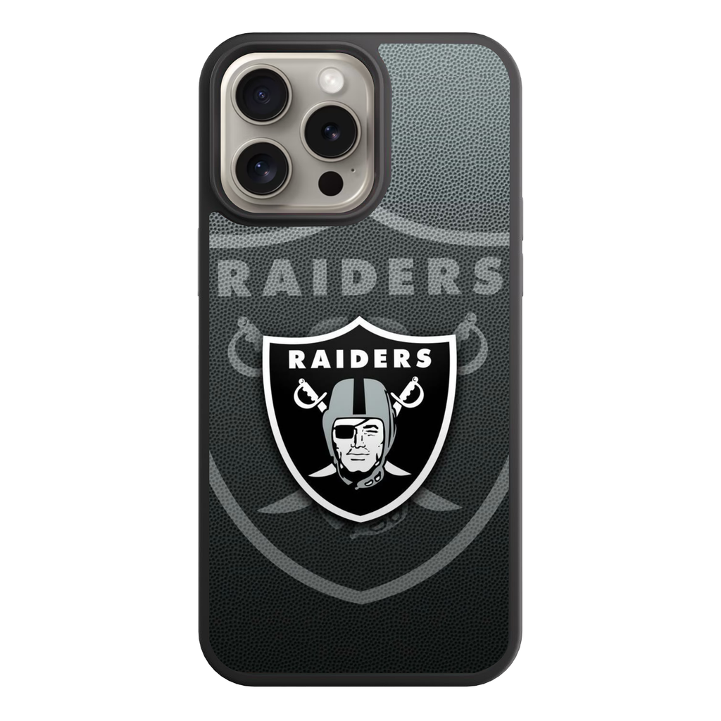 NFL Las Vegas Raiders Phone Case For iPhone Samsung Galaxy Pixel - Las Vegas Raiders Shield And Wordmark On Football Texture Background