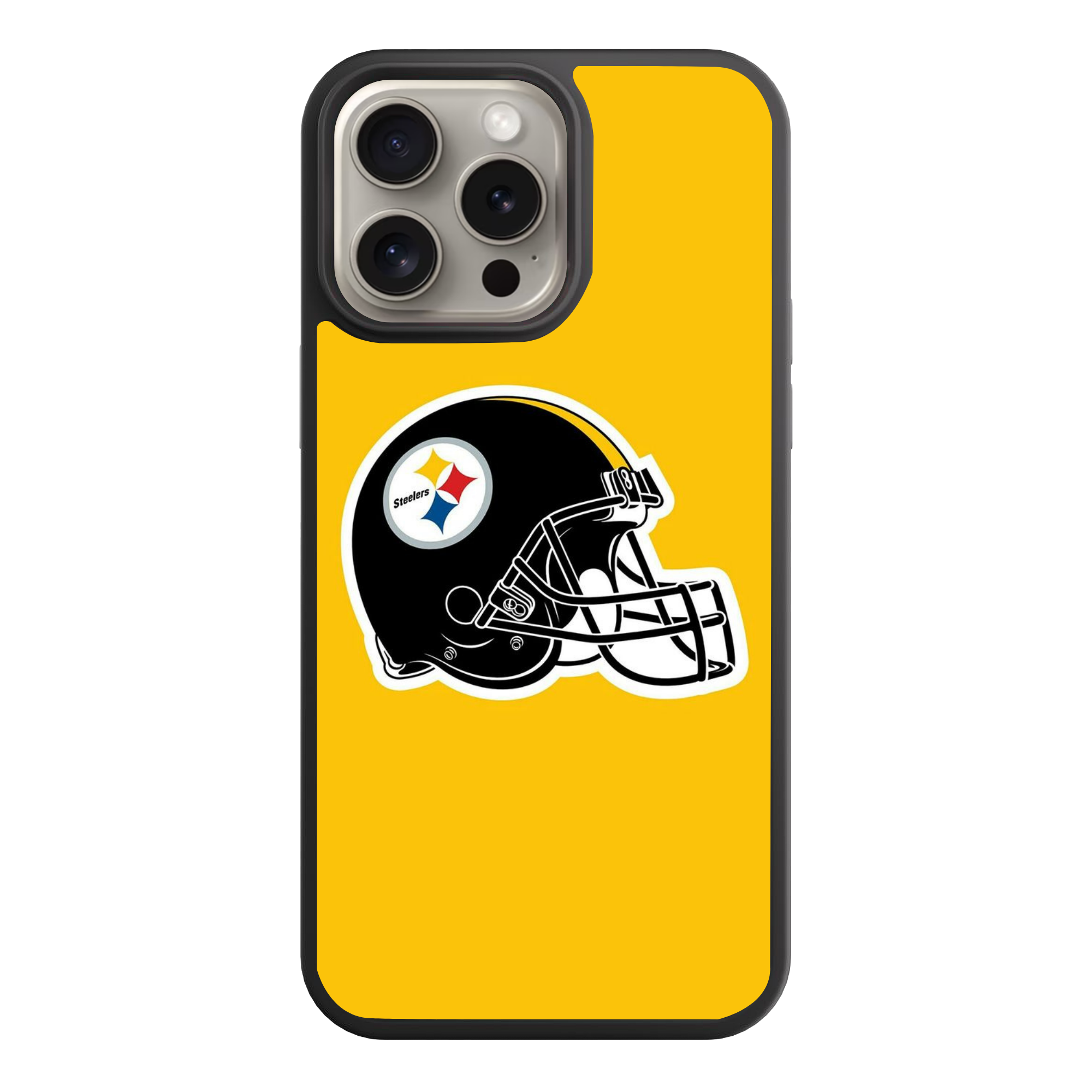 NFL Pittsburgh Steelers Phone Case For iPhone Samsung Galaxy Pixel - Pittsburgh Steelers Black Helmet On Yellow Background