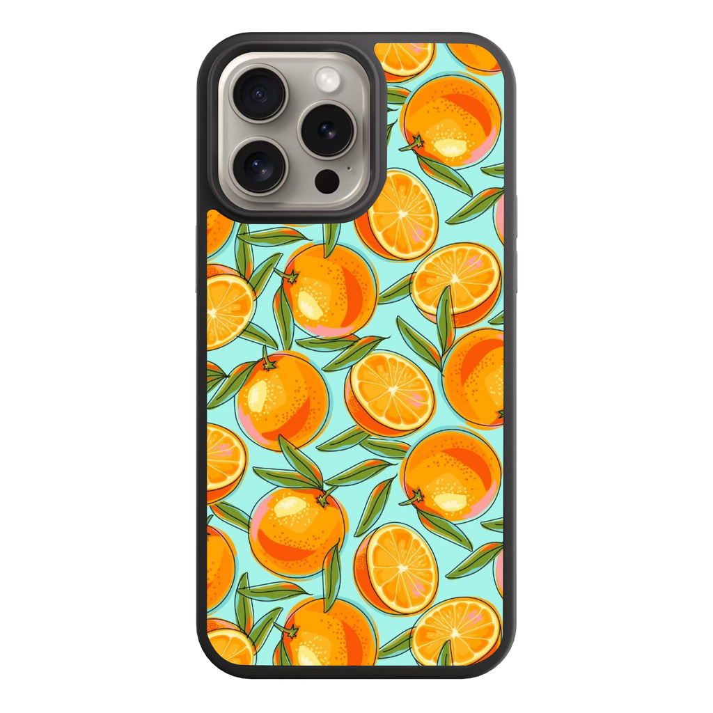 Orange Pattern Phone Case For iPhone Samsung Galaxy Pixel - Graphic Orange Pattern In Light Blue Background