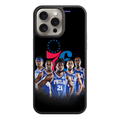 NBA Philadelphia 76ers Phone Case For iPhone Samsung Galaxy Pixel - Philadelphia 76ers Logo And Players On Black Background
