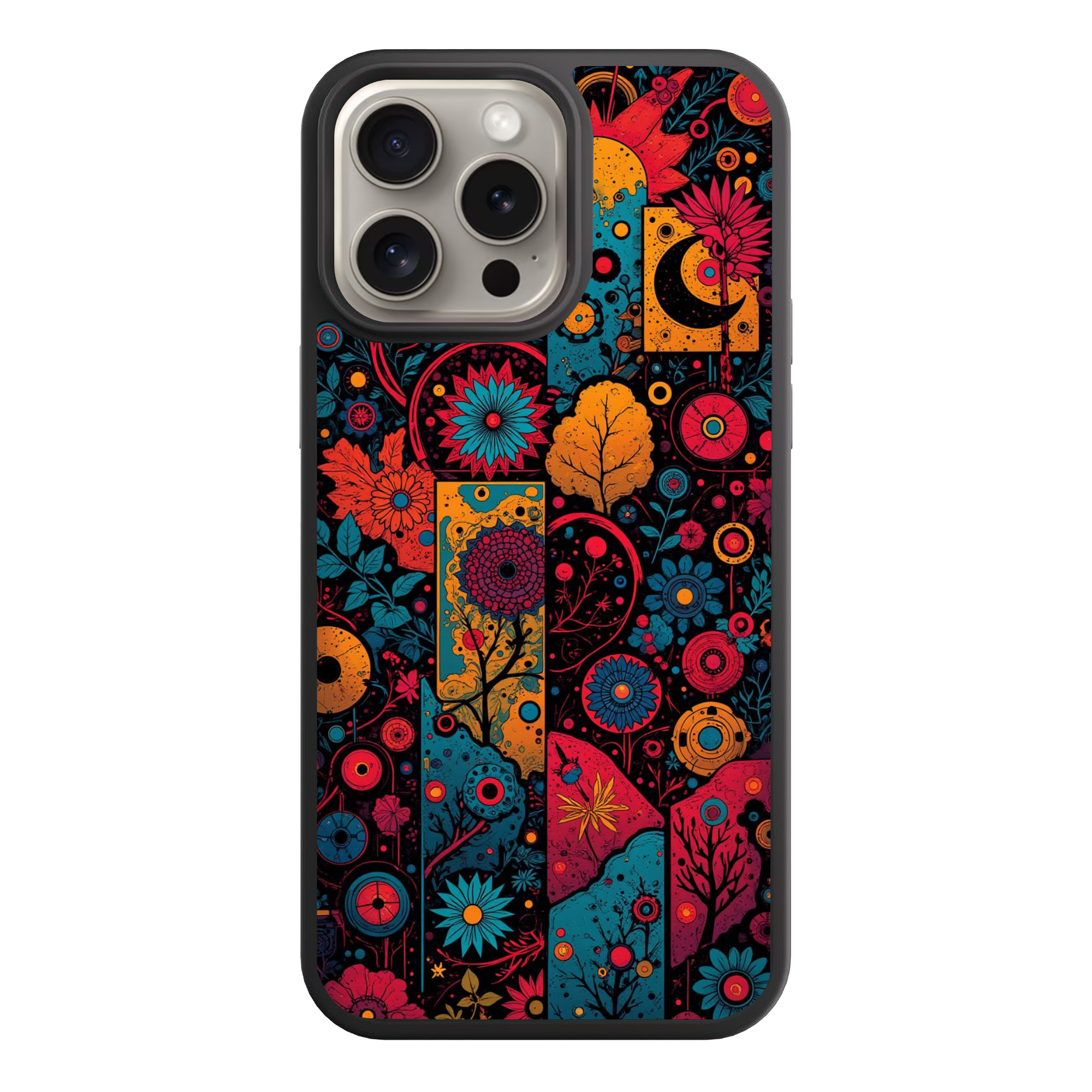 Art Print Phone Case For iPhone Samsung Galaxy Pixel - Psychedelic Psytrance Floral Totem Pattern