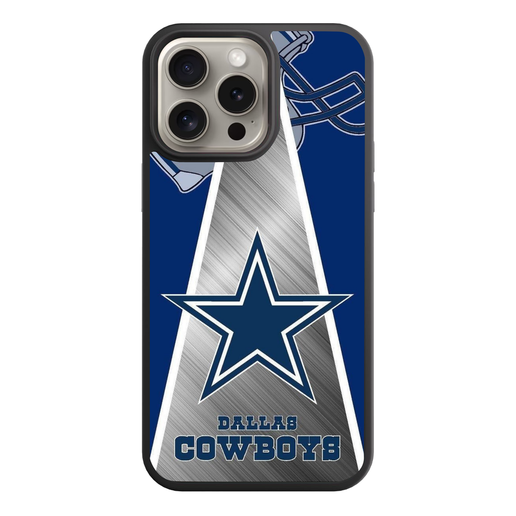 NFL Dallas Cowboys Phone Case For iPhone Samsung Galaxy Pixel - Dallas Cowboys Logo On Silver Metallic Triangle Background