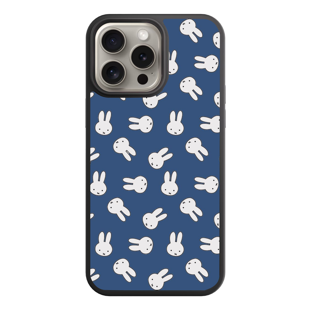 Miffy Phone Case For iPhone Samsung Galaxy Pixel - Miffy Faces Pattern In Navy Background