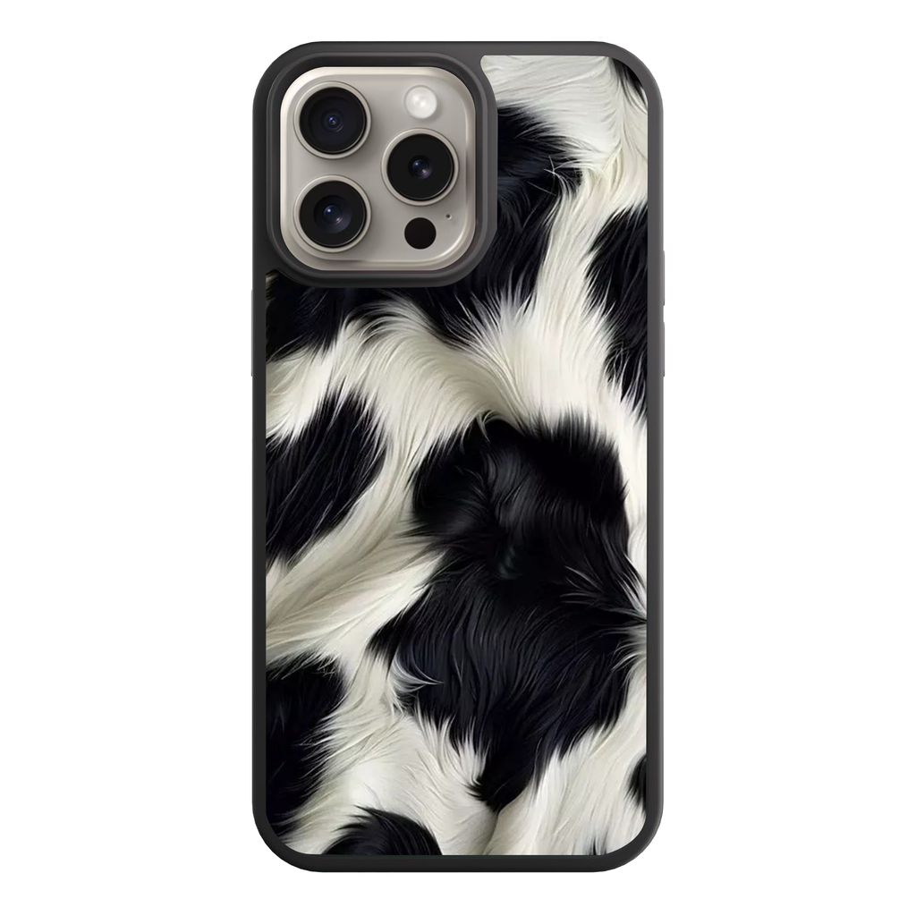 Animal Fur Pattern Phone Case For iPhone Samsung Galaxy Pixel - Black And White Cow Print Pattern
