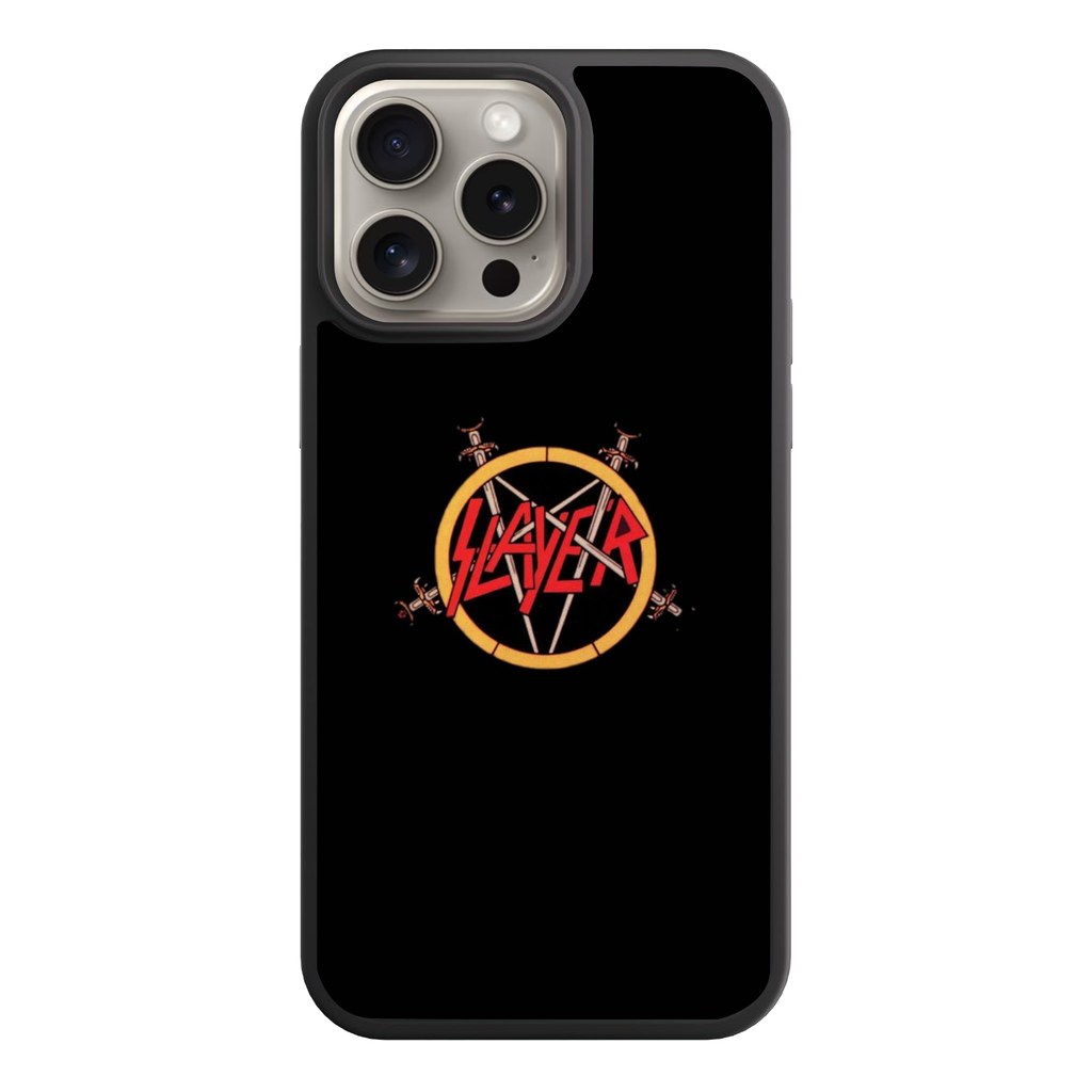 Slayer Phone Case For iPhone Samsung Galaxy Pixel - Slayer Pentagram And Swords Logo On Black Background