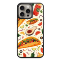 Taco Pattern Phone Case For iPhone Samsung Galaxy Pixel - Illustrated Mexican Taco And Avocado Pattern In Cream Background