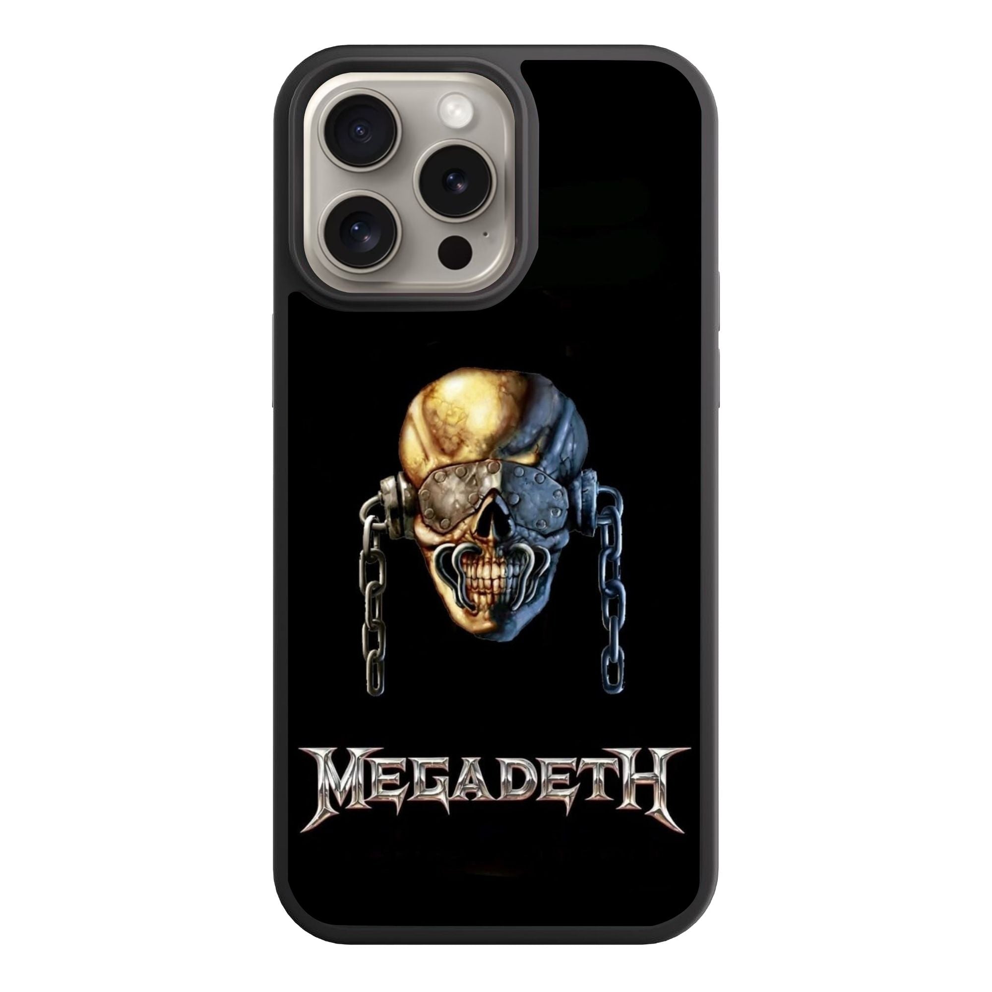 Megadeth Phone Case For iPhone Samsung Galaxy Pixel - Megadeth Metallic Logo And Vic Rattlehead On Black Background