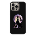 Sailor Moon Phone Case For iPhone Samsung Galaxy Pixel - Sailor Moon Silhouette With Luna And Purple Moon On Black Background