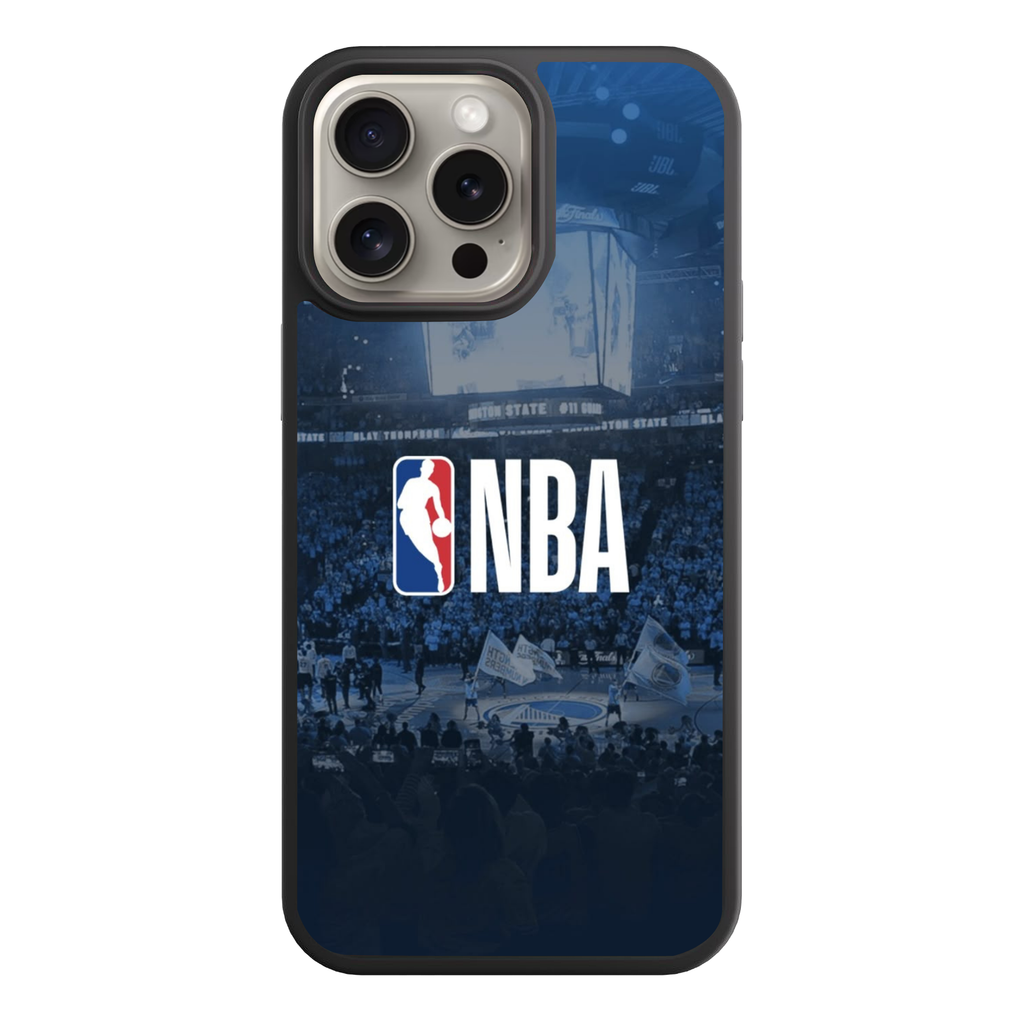 NBA Phone Case For iPhone Samsung Galaxy Pixel - NBA Logo On Blue Arena Background