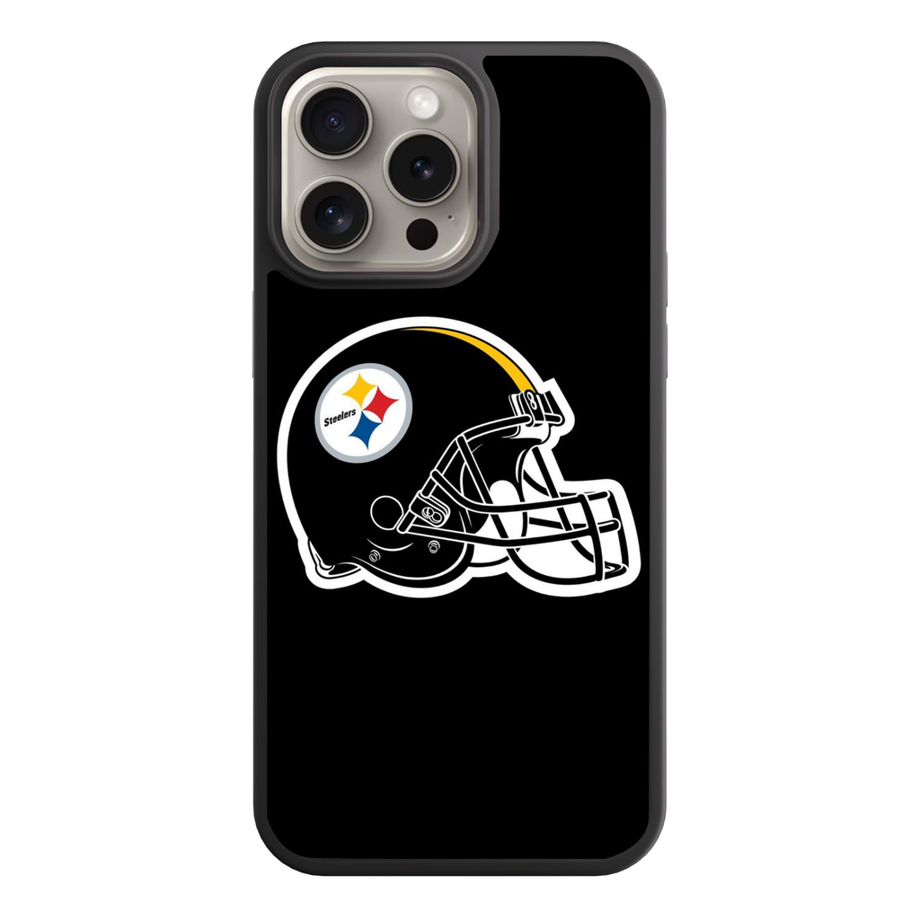 NFL Pittsburgh Steelers Phone Case For iPhone Samsung Galaxy Pixel - Pittsburgh Steelers Black Helmet On Black Background