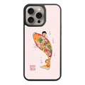 Chibi Maruko Chan Phone Case For iPhone Samsung Galaxy Pixel - Chibi Maruko Chan Lucky Koi Fish Graphic On Pale Pink Background