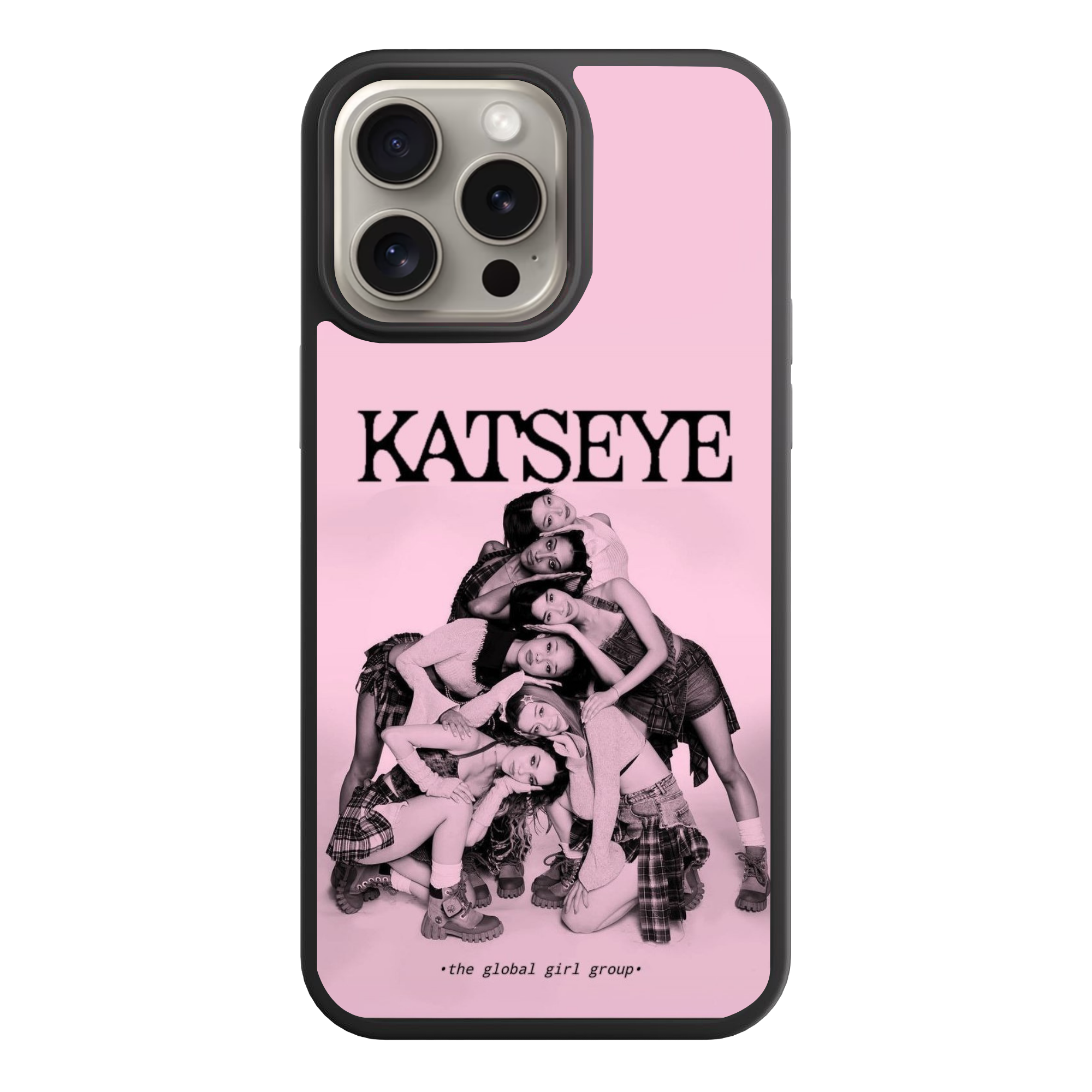 Katseye Phone Case For iPhone Samsung Galaxy Pixel - Katseye Members Stacked Monochromatic Portrait On Pastel Pink Background