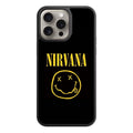 Nirvana Phone Case For iPhone Samsung Galaxy Pixel - Nirvana Iconic Smiley Face Logo In Black Background