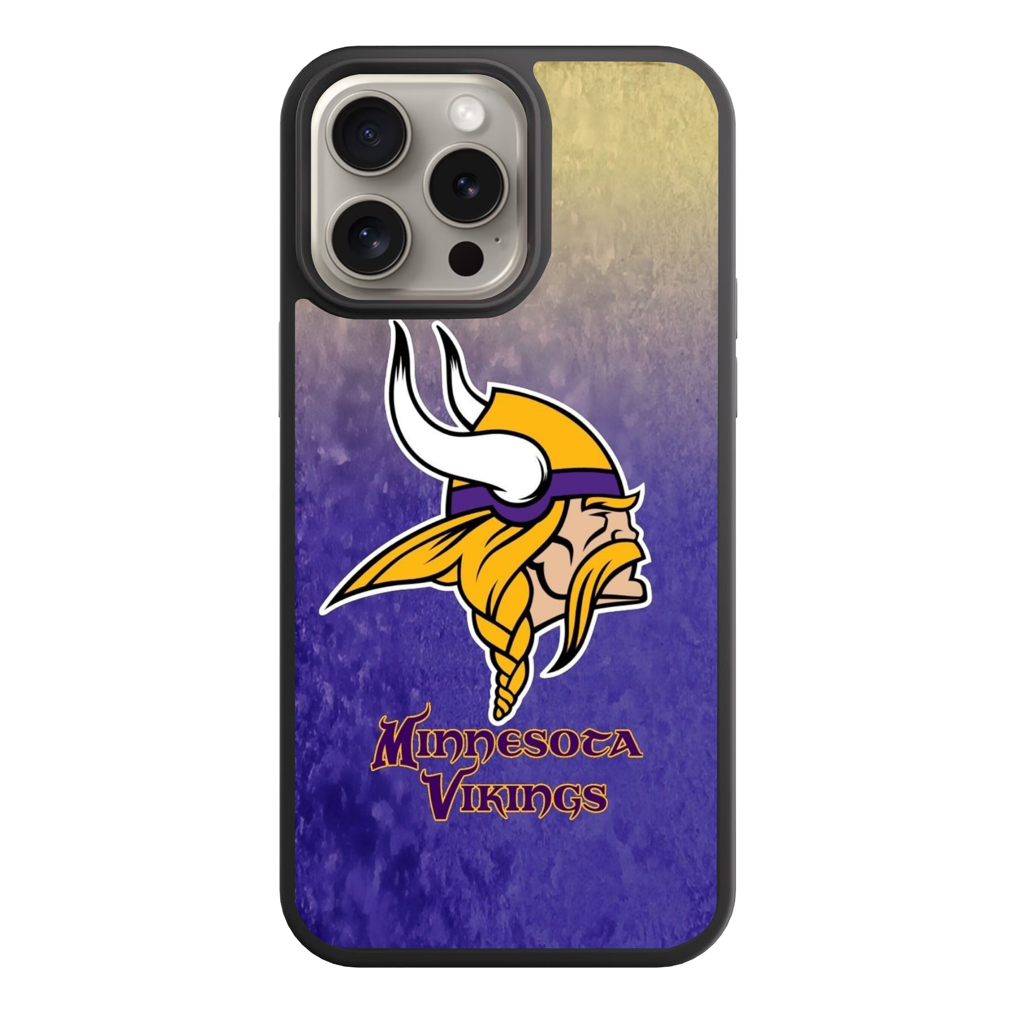 NFL Minnesota Vikings Phone Case For iPhone Samsung Galaxy Pixel - Minnesota Vikings Logo And Wordmark On Purple And Yellow Distressed Background