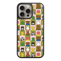 Miffy Phone Case For iPhone Samsung Galaxy Pixel - Miffy And Friends Checkerboard Pattern In Pink And Olive Green Background