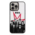 BTS Phone Case For iPhone Samsung Galaxy Pixel - BTS Group Photo With Red Star On Textured White Background
