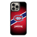 NHL Montreal Canadiens Phone Case For iPhone Samsung Galaxy Pixel - Montreal Canadiens Logo And Diagonal Stripes On Textured Red Background