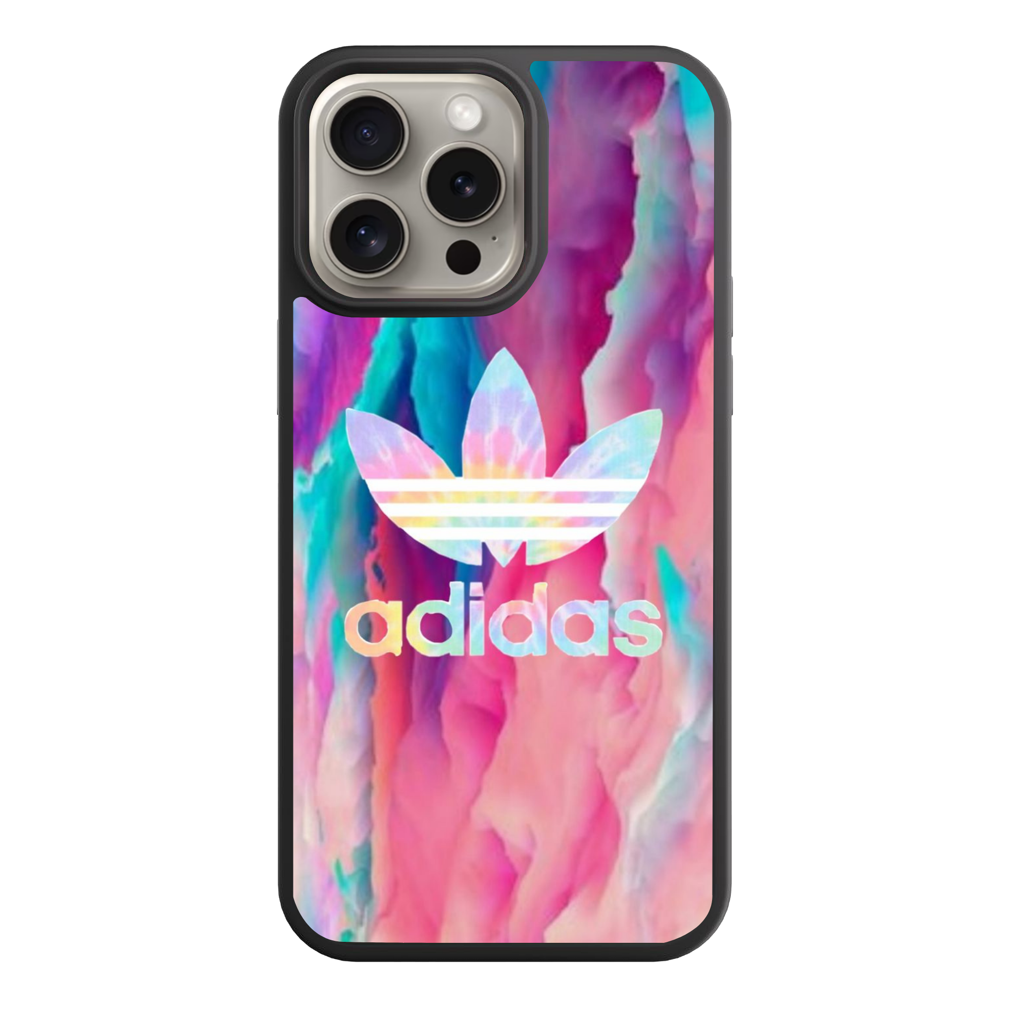 Adidas Phone Case For iPhone Samsung Galaxy Pixel - Adidas Trefoil Logo On Tie Dye Galaxy Background
