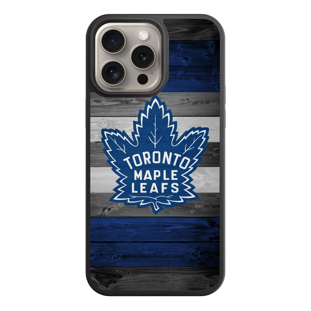 NHL Toronto Maple Leafs Phone Case For iPhone Samsung Galaxy Pixel - Toronto Maple Leafs Logo On Blue And White Wood Grain Background