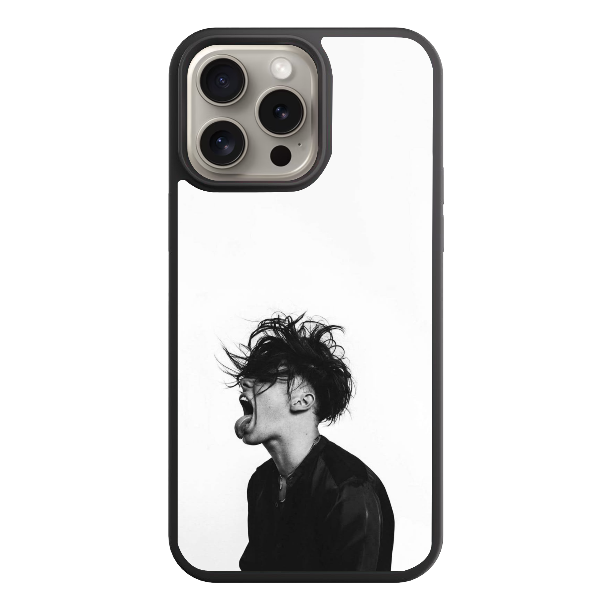 Yungblud Phone Case For iPhone Samsung Galaxy Pixel - Yungblud Shouting Monochromatic Profile Shot On White Background