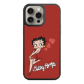 Betty Boop Phone Case For iPhone Samsung Galaxy Pixel - Betty Boop Posing With Three Hearts On Red Background