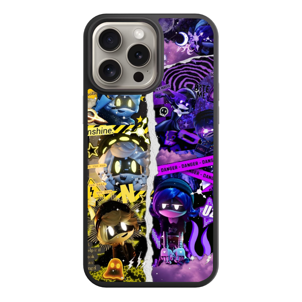 Murder Drones Phone Case For iPhone Samsung Galaxy Pixel - N And Uzi Aesthetic Collage On Split Background