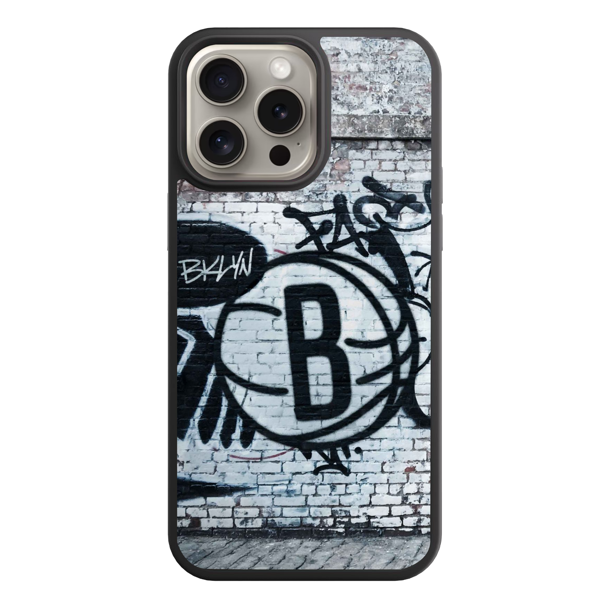 NBA Brooklyn Nets Phone Case For iPhone Samsung Galaxy Pixel - Brooklyn Nets Graffiti Logo On Brick Wall Art