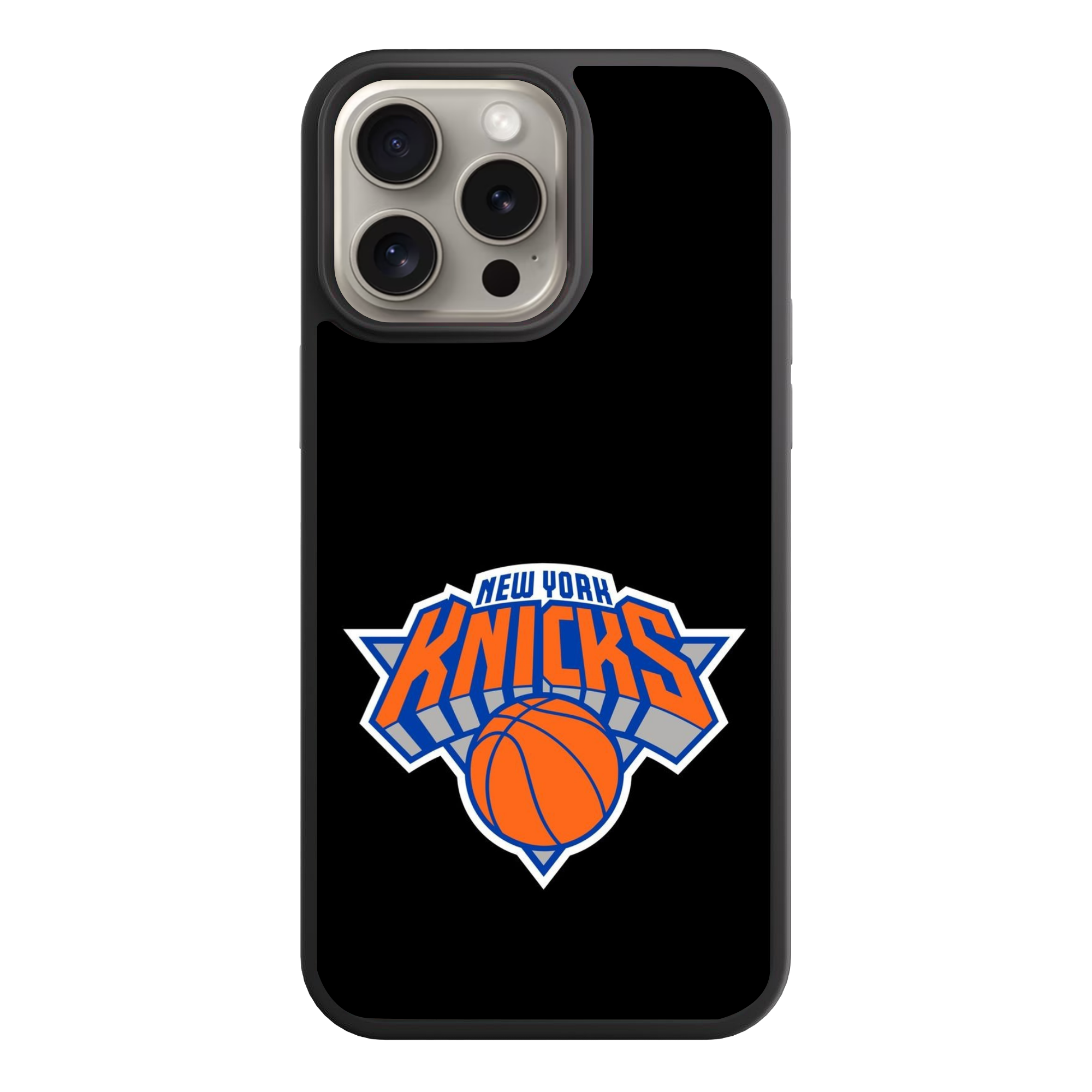 NBA New York Knicks Phone Case For iPhone Samsung Galaxy Pixel - New York Knicks Logo On Black Background