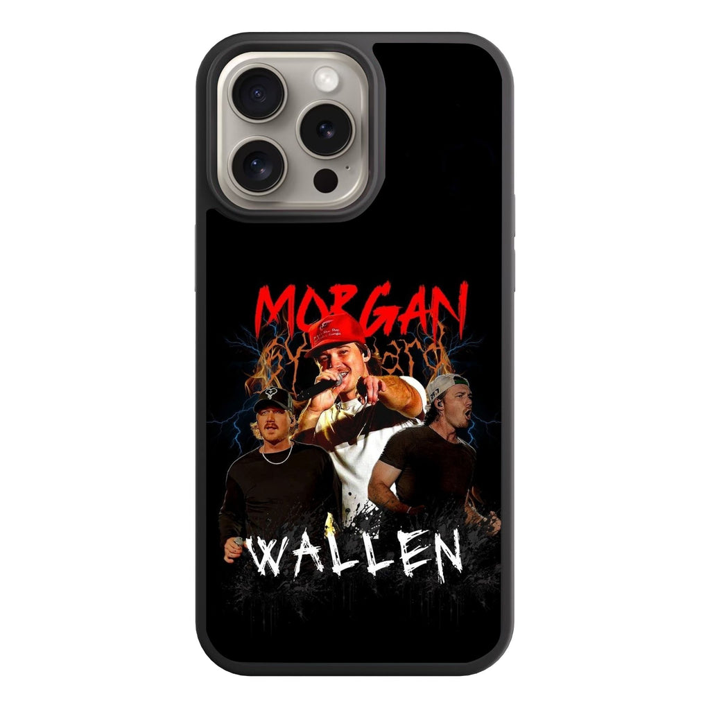 Morgan Wallen Phone Case For iPhone Samsung Galaxy Pixel - Morgan Wallen Concert Graphic With Lightning Elements In Black Background