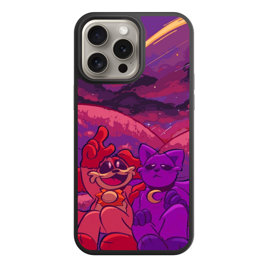 Poppy Playtime Phone Case For iPhone Samsung Galaxy Pixel - Smiling Critters Catnap And Dogday Watching Shooting Stars Art