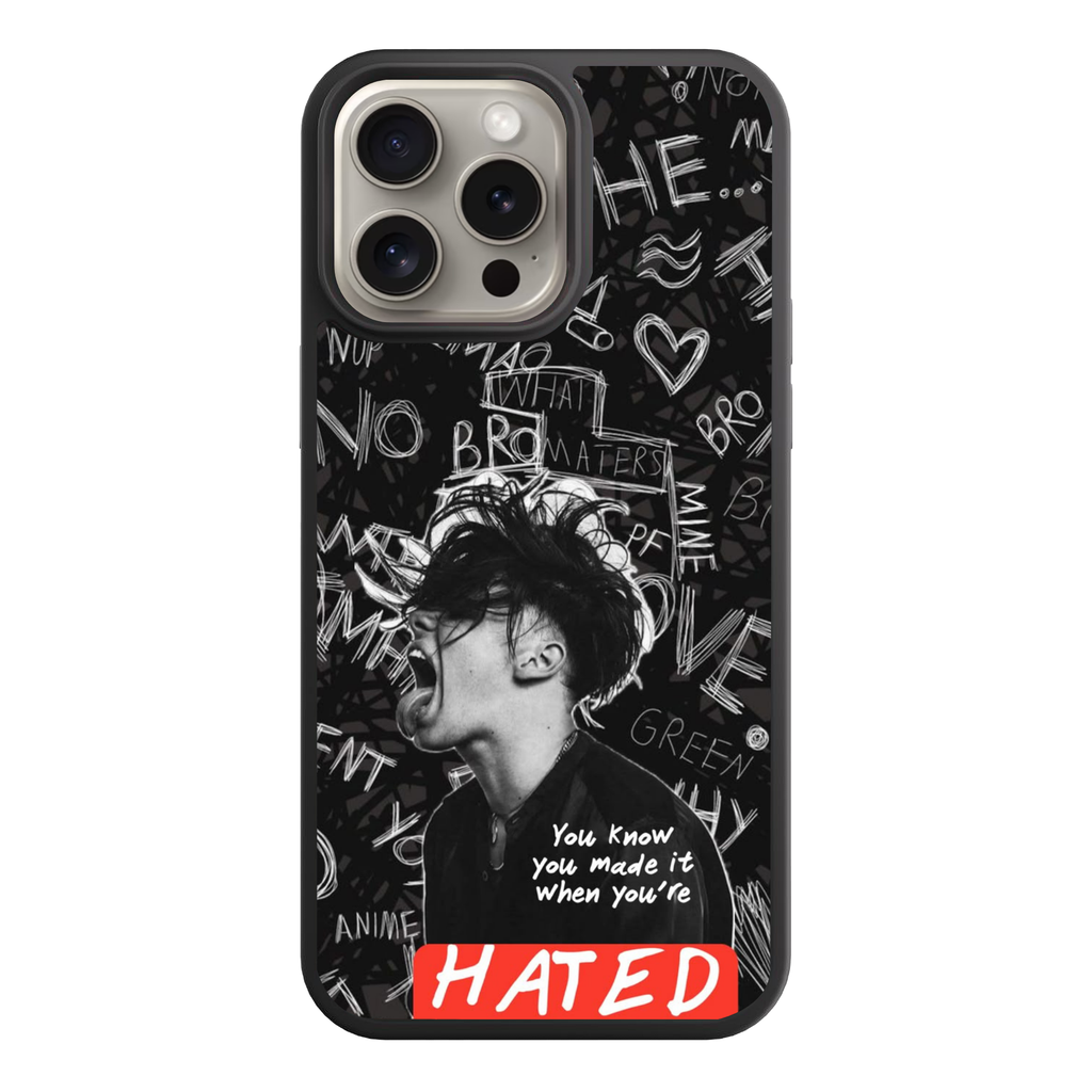 Yungblud Phone Case For iPhone Samsung Galaxy Pixel - Yungblud Portrait Overlay On Chalkboard Doodle Graffiti Background
