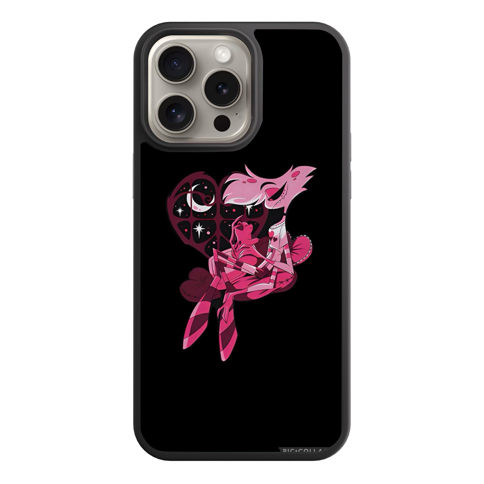 Hazbin Hotel Angel Dust Phone Case For iPhone Samsung Galaxy Pixel - Angel Dust And Fat Nuggets Illustration On Black Background