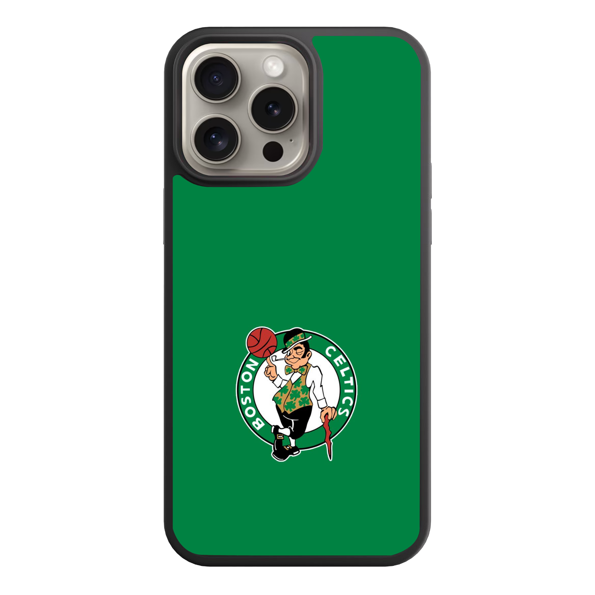 NBA Boston Celtics Phone Case For iPhone Samsung Galaxy Pixel - Boston Celtics Lucky The Leprechaun Logo On Green Background
